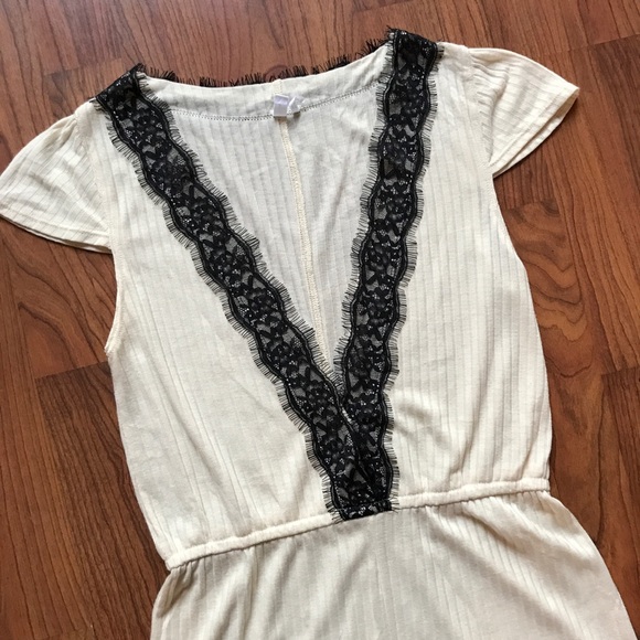 UO Out From Under Lace Trim Deep Vneck Romper - Picture 3 of 8